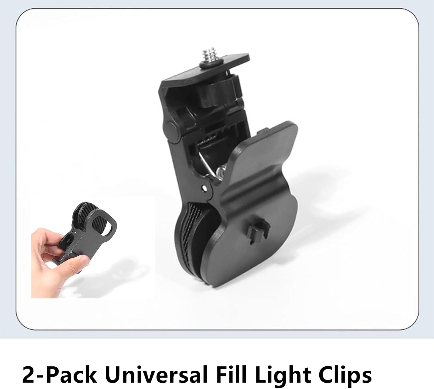 KxpkBom 2-Pack 1/4" Selfie Light Clip Mount Holder with Screw Connector - Universal Clamp Stand for Monitors, Cameras