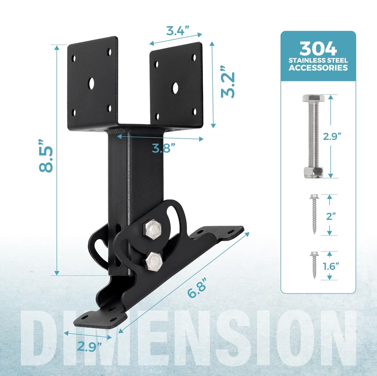 4 Pack 304 Stainless Steel 4x4 Heavy Duty Roof Riser Brackets Kit, Adjustable Roof Riser Beam Mount Brackets for Roof Pergola Gazebo (Black)