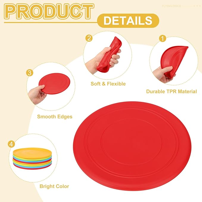 PATIKIL Flying Disc Soft Silicone Colorful Flying Disk Flyer for Outdoor Sports Lawn