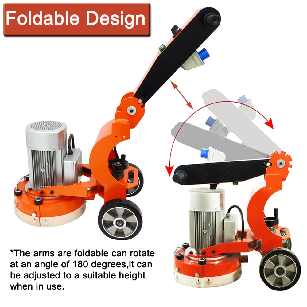 INTBUYING Concrete Floor Grinder Machine Hand-push Concrete Cement Ground Grinder Epoxy Terrazzo Marble Paint Removal Foldable Design Floor Grinder Grinding Machine 220v