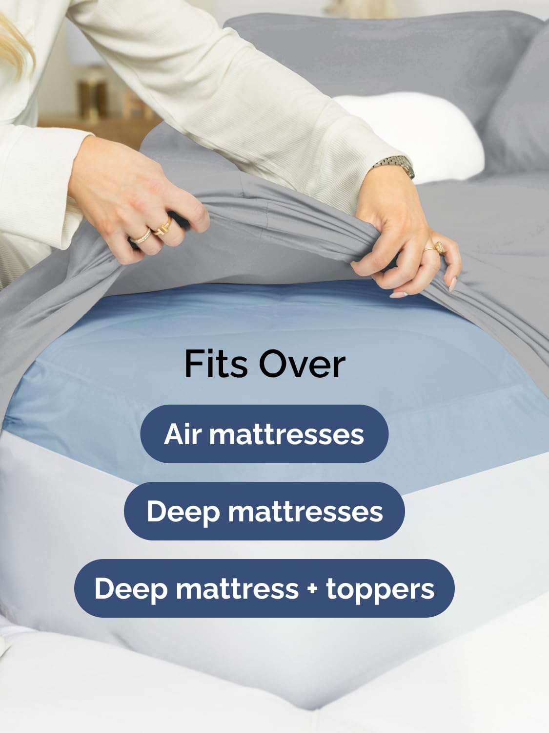 Skiennix Extra Deep Twin Sheet Set - 4 Piece Breathable Cooling Bedding - Soft Wrinkle-Free Steel Blue