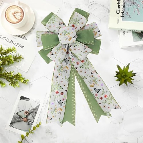 Floral Butterfly Decorative Bows by [Brand Name] - Large 9.8x17.8 Inch Rustic Spring Summer Wreath Accents