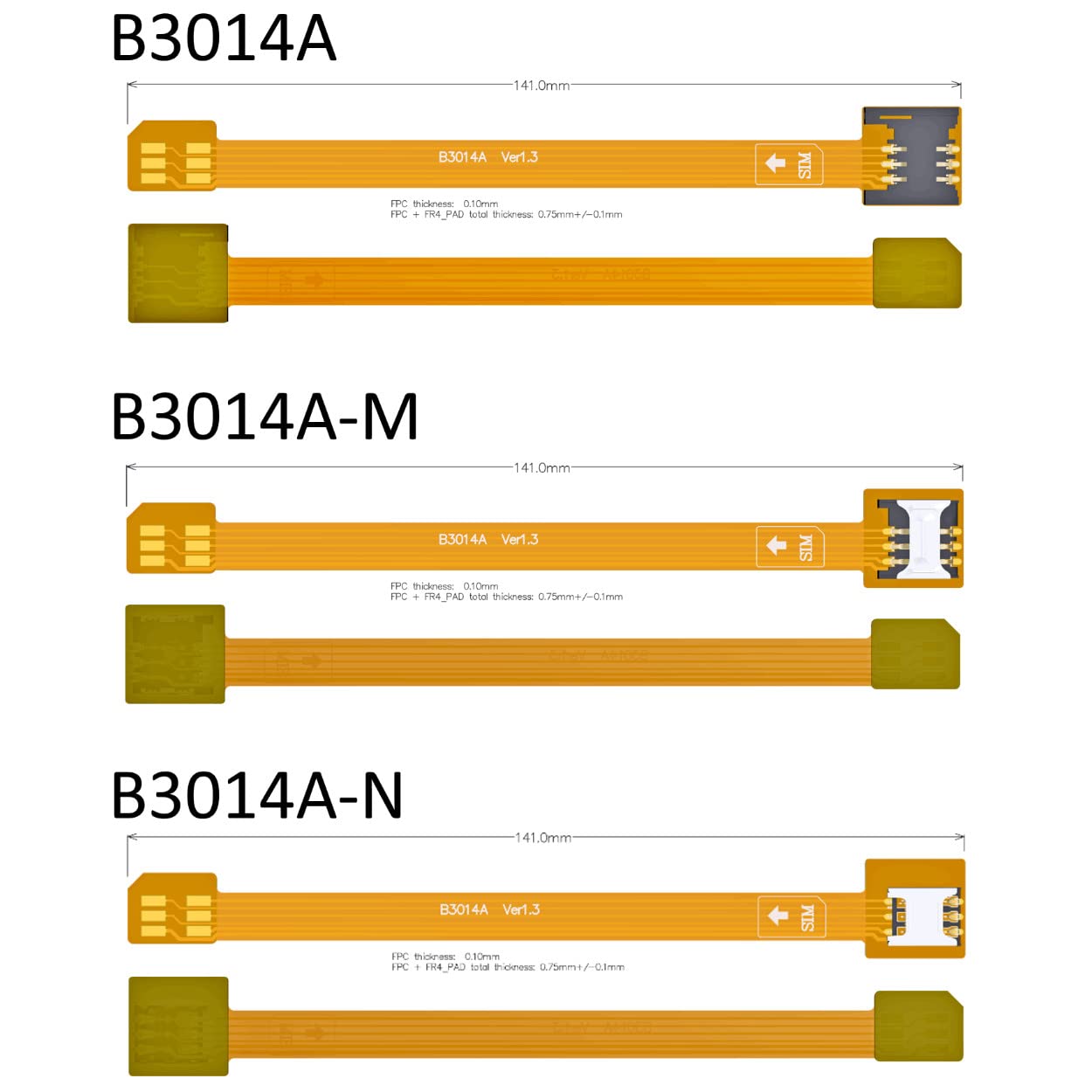 ADTLINK (B3014A-N(Micro ADT-Link Micro SIM Mini SIM Nano SIM FPC Cable Sim Card Small to Small Converter Adapter Small