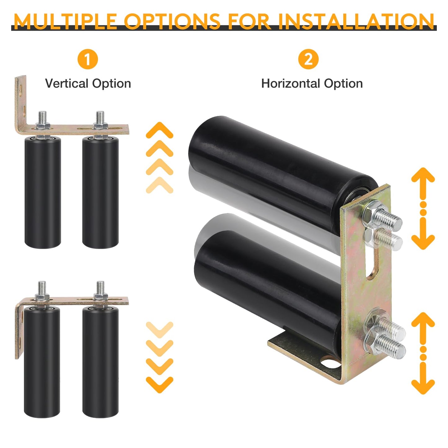6" Gate Roller Guide with L-Bracket, Universal Adjustable Heavy Duty Sliding Gate Rollers,Sliding Gate Kit, Black Sliding Gate Guide Roller,Sliding Door Hardware