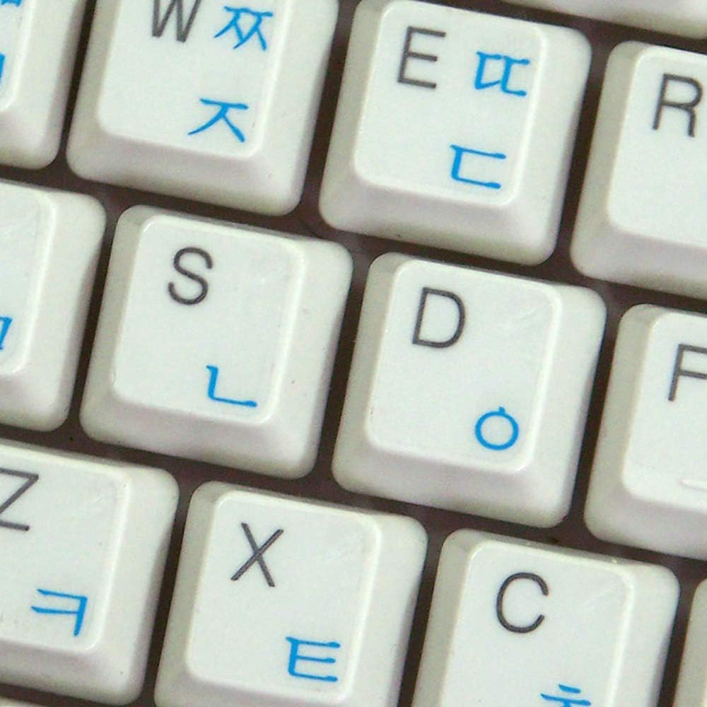 4Keyboard Korean Keyboard Labels Layout ON Transparent (Clear) Background with Black, Blue, Green, Orange, RED, White
