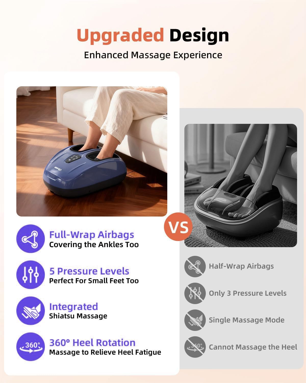 Ohiele Foot Massager with Heat,Shiatsu Deep Kneading Massager for Plantar Fasciitis, Foot Massage Machine with Multi Massage Modes & Remote Control for Pain Relief (Purple)