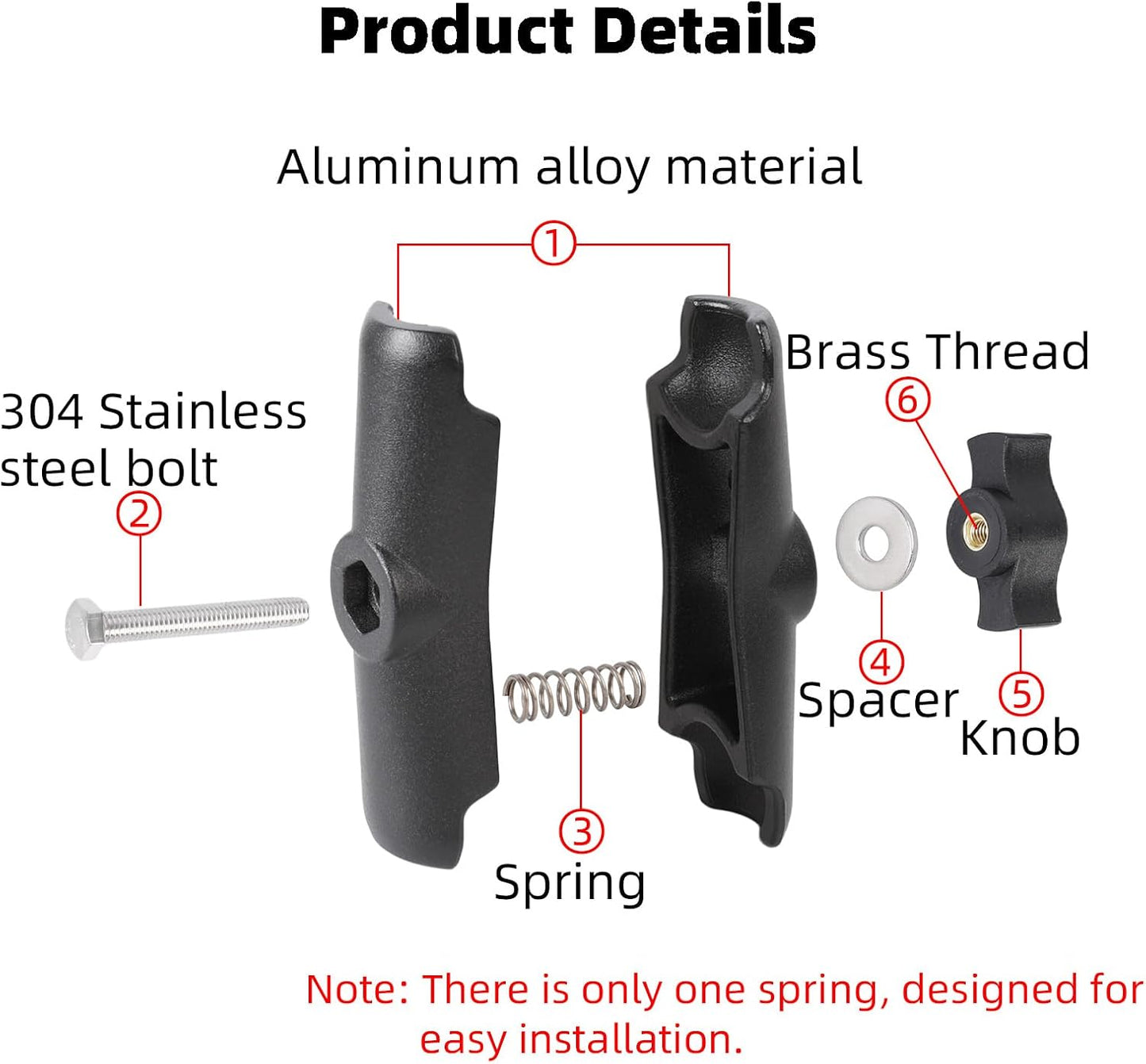 FPN 1" 1" (3.54" Aluminum Alloy Double Socket Arm Compatible with RAM Mounts B Size Ball Components, Fits Industry All