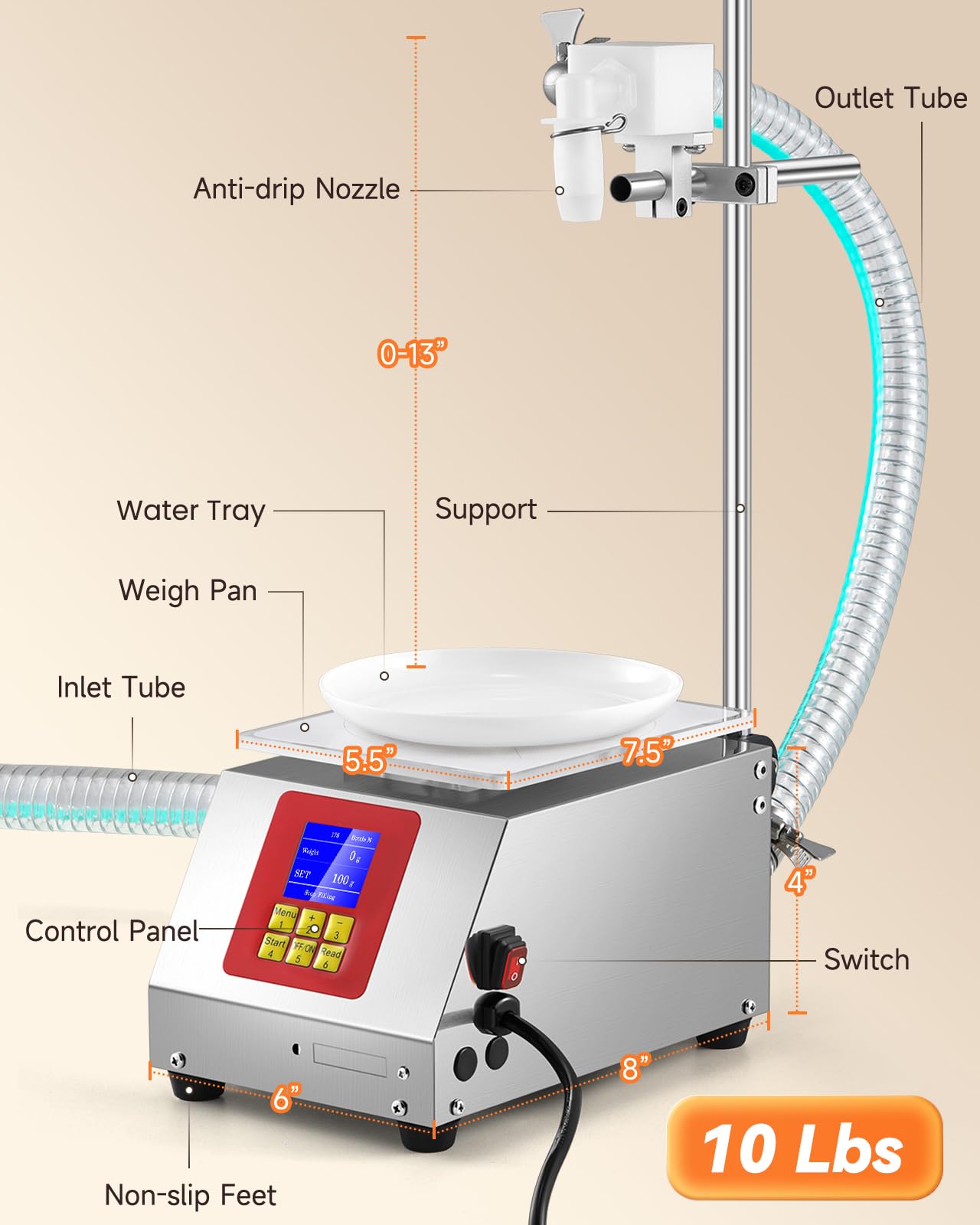 Moonshan Viscous Liquid Filling Machine 2-IN-1 Honey Filling Machine, Automatic Weight Bottle Filling Machine for Oil, Laundry Detergent, Gel, Honey, Sauce