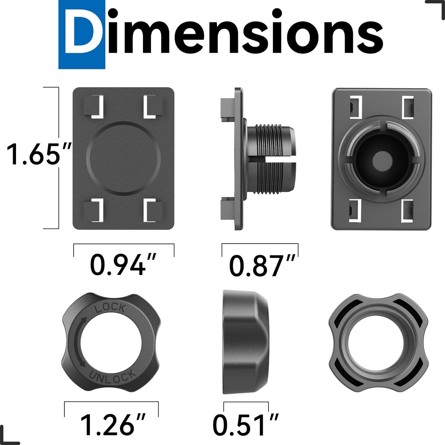 SkyTitan 4 Pack 4-Tab 17mm 4-Holes Brackets Adapters Replacement Holders Parts for CarPlay Screen with Ball Socket