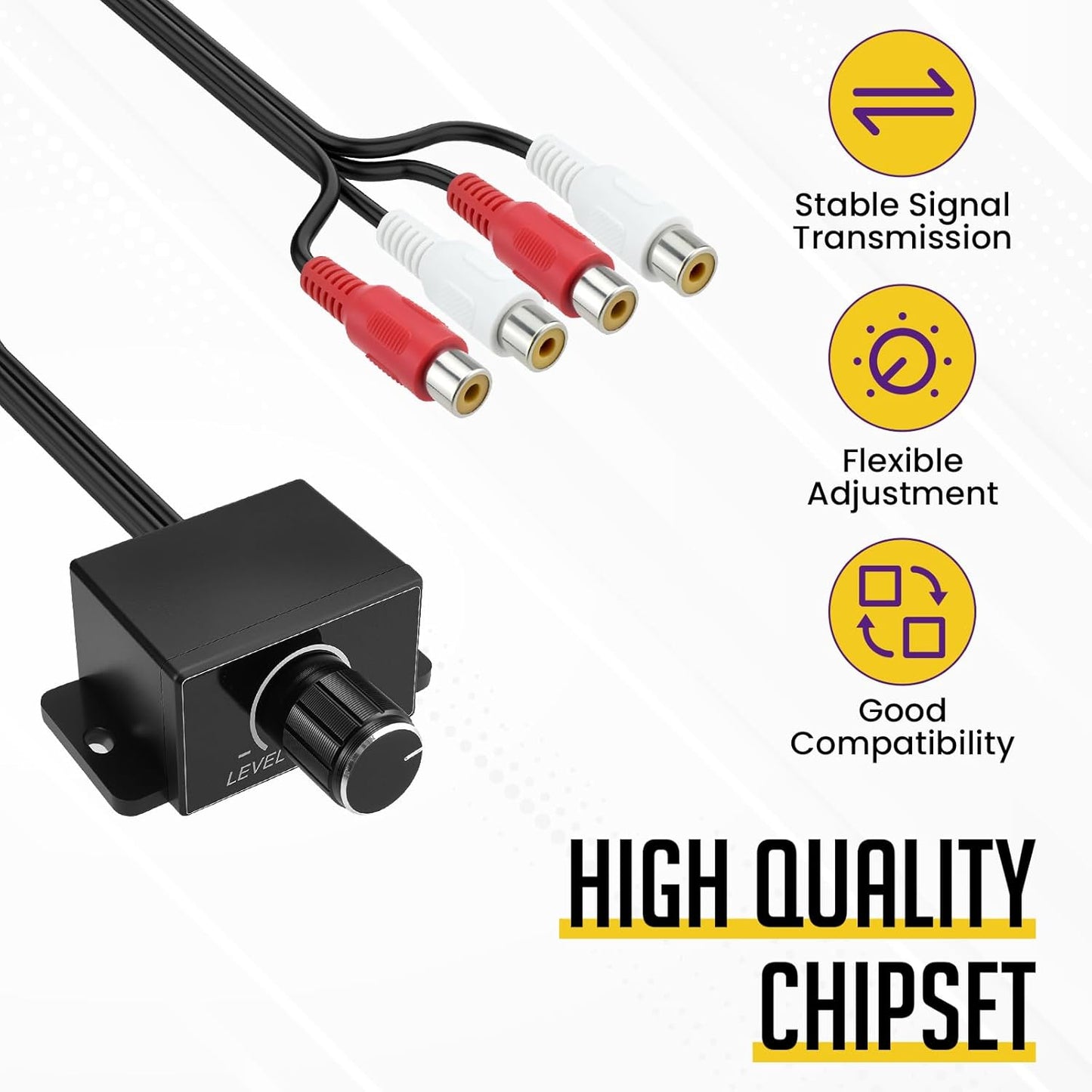 SATUY 2Pcs 4 2 Universal Car RCA Level Controller Amplifier, Audio Level Bass Boost Volume Control Knob with Screws