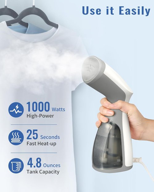 Beautural Portable Clothes Steamer - Handheld Garment Wrinkle Remover | Fast 25s Heat-Up, 120V Only