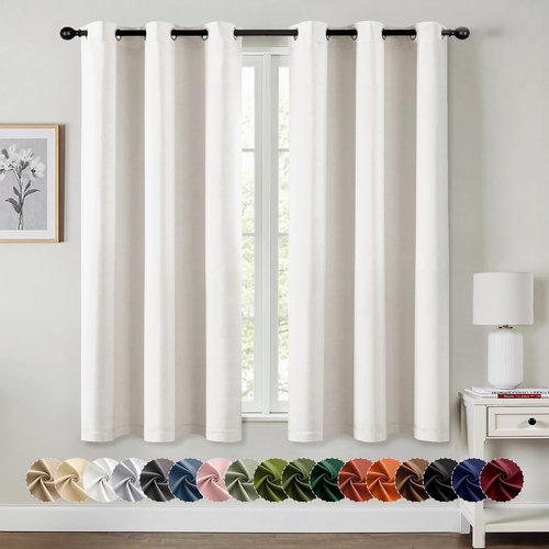 MIULEE Ivory Blackout Curtains - Thermal Insulated Room Darkening Drapes | 63-Inch Grommet Panels