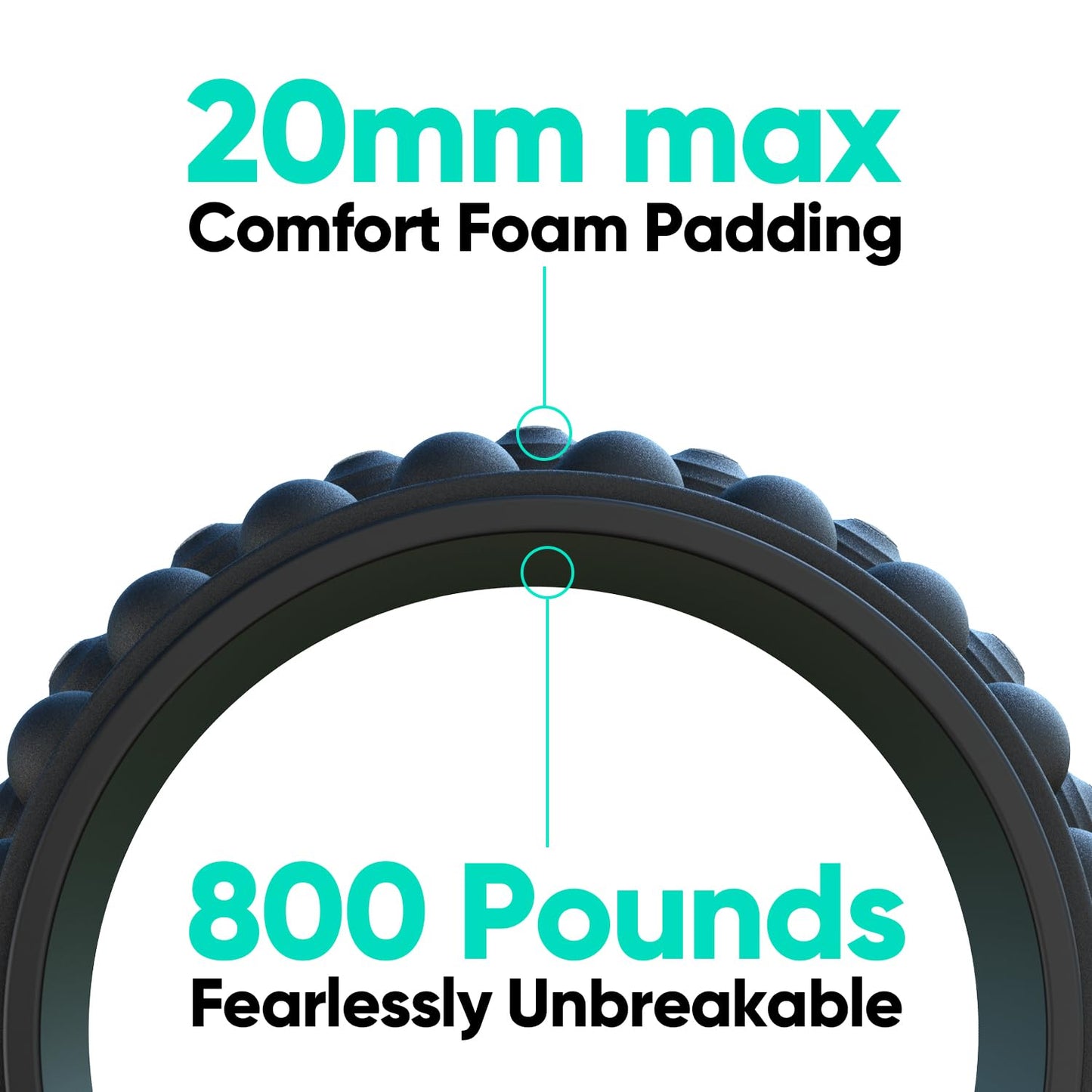 FitBeast Back Roller, Back Wheel Foam Roller - Targeted Muscle Roller for Deep Tissue Massage, Back Stretcher (12'', Black)