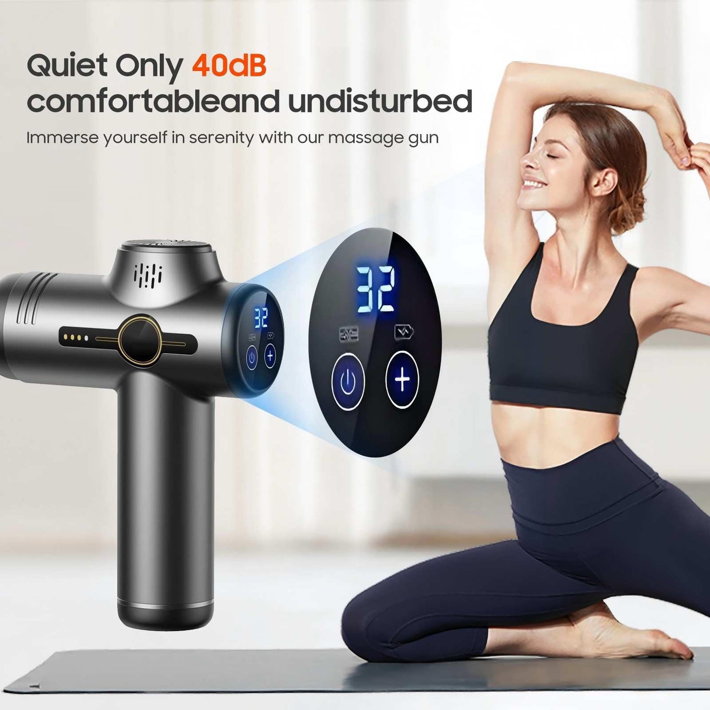 JOYSUWERUN Massage Gun with Heat, Mini Handheld Massager for Home & Travel, Quiet, Lightweight & Portable,Powerful Full Body Electric Massager Tool for Men and Women, (Grey)