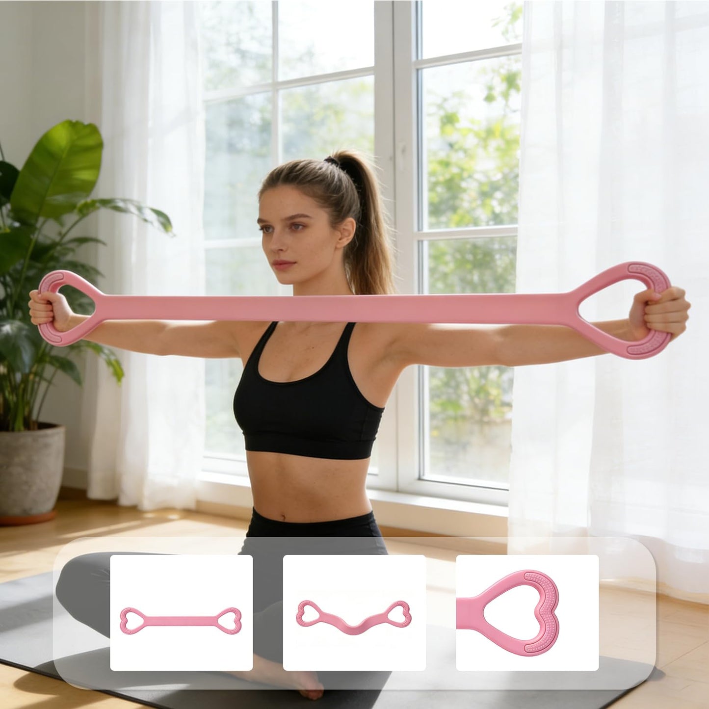 3PCS Figure 8 Resistance Bands with Handles, Resistance Bands Figure 8 Exercise Bands for Women, Working Out Arm Back Shoulder, Exercise Bands for Yoga Pilates Daily Use