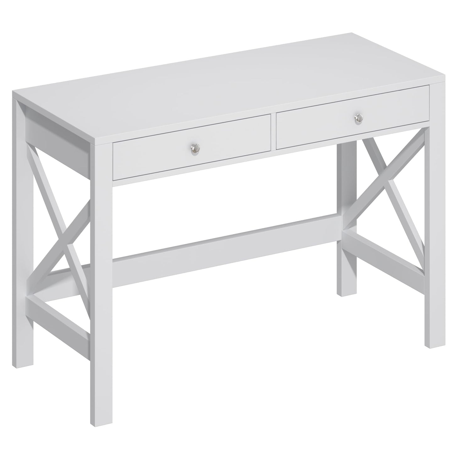 ChooChoo Computer Desk Study for Home Office, Modern Simple 40 Inches Desk with Drawers, Makeup Vanity Console Table, White