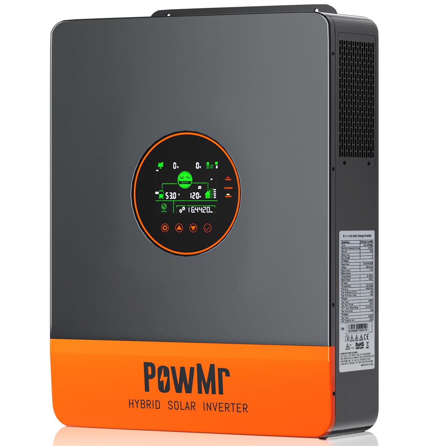 PowMr Solar Inverter 5000W 48Vdc to 110Vac, 5200W Split-Phase Solar Inverter Built-in 100A MPPT Controller | Max.PV Input 6KW 500VOC | Support 6 Units Parallel and Batteryless Run