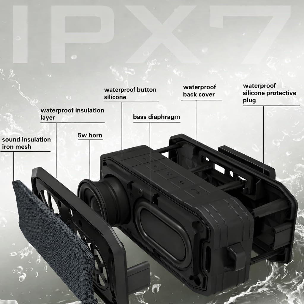 M MAYHEY IPX7 360 8 5W 5.0, Portable Bluetooth Speaker Waterproof, Surround Sound, Hours Playback, HD Sound, Bluetooth