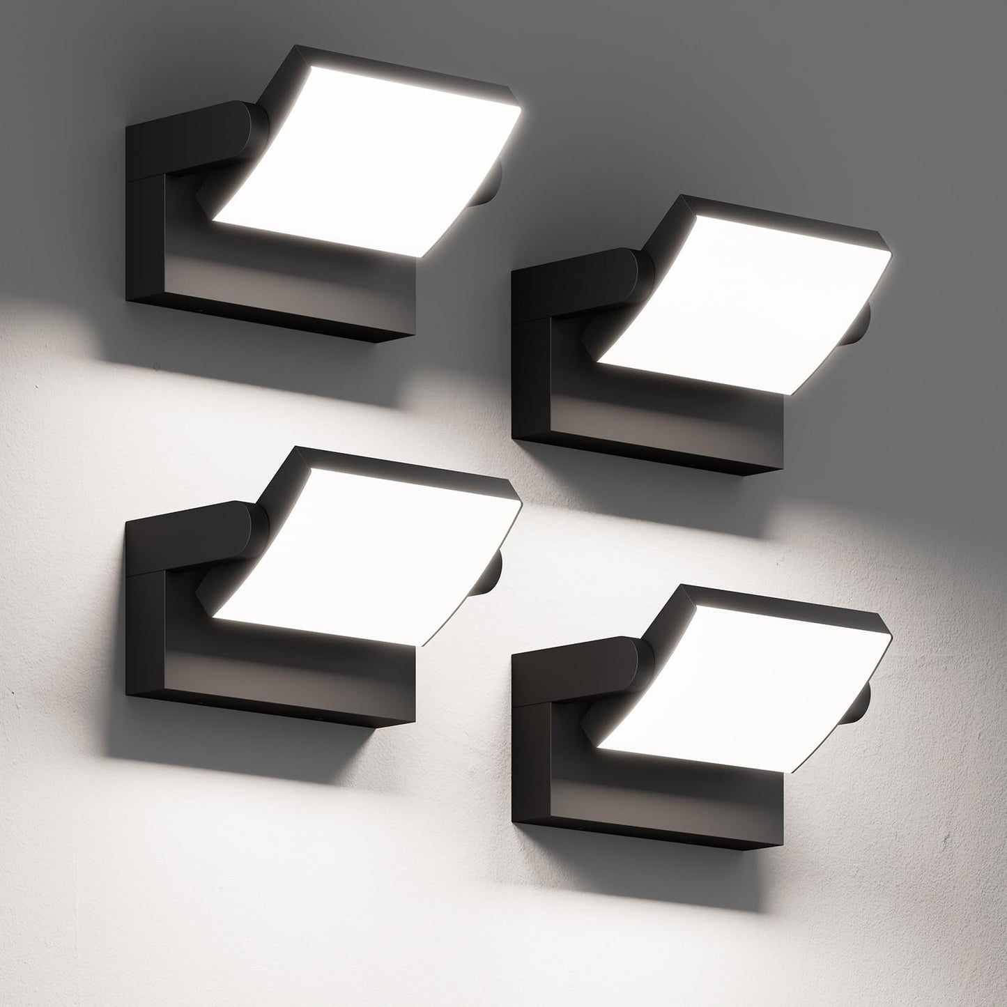 lundwa 40W LED Outdoor Wall Lights, 5500K Modern Exterior Light Fixtures, IP65 Waterproof Flood Lights, 360 ° Adjustable Head Black Porch Lighting for House