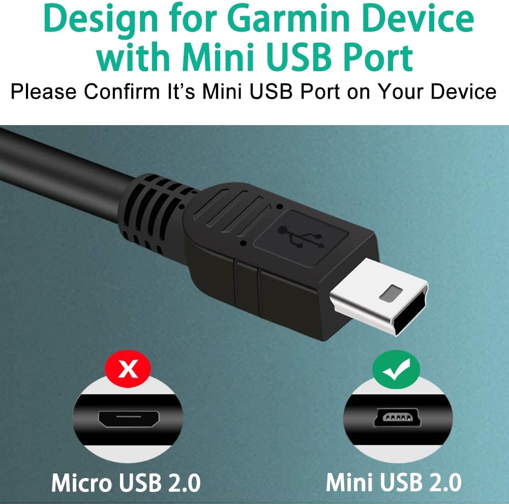 SCOVEE 10ft 50lm 2555lmt 2595lmt 40lm 1300 255w 5 GPS Charger Cable for Garmin Navigator Nuvi etc,USB A Male to Mini