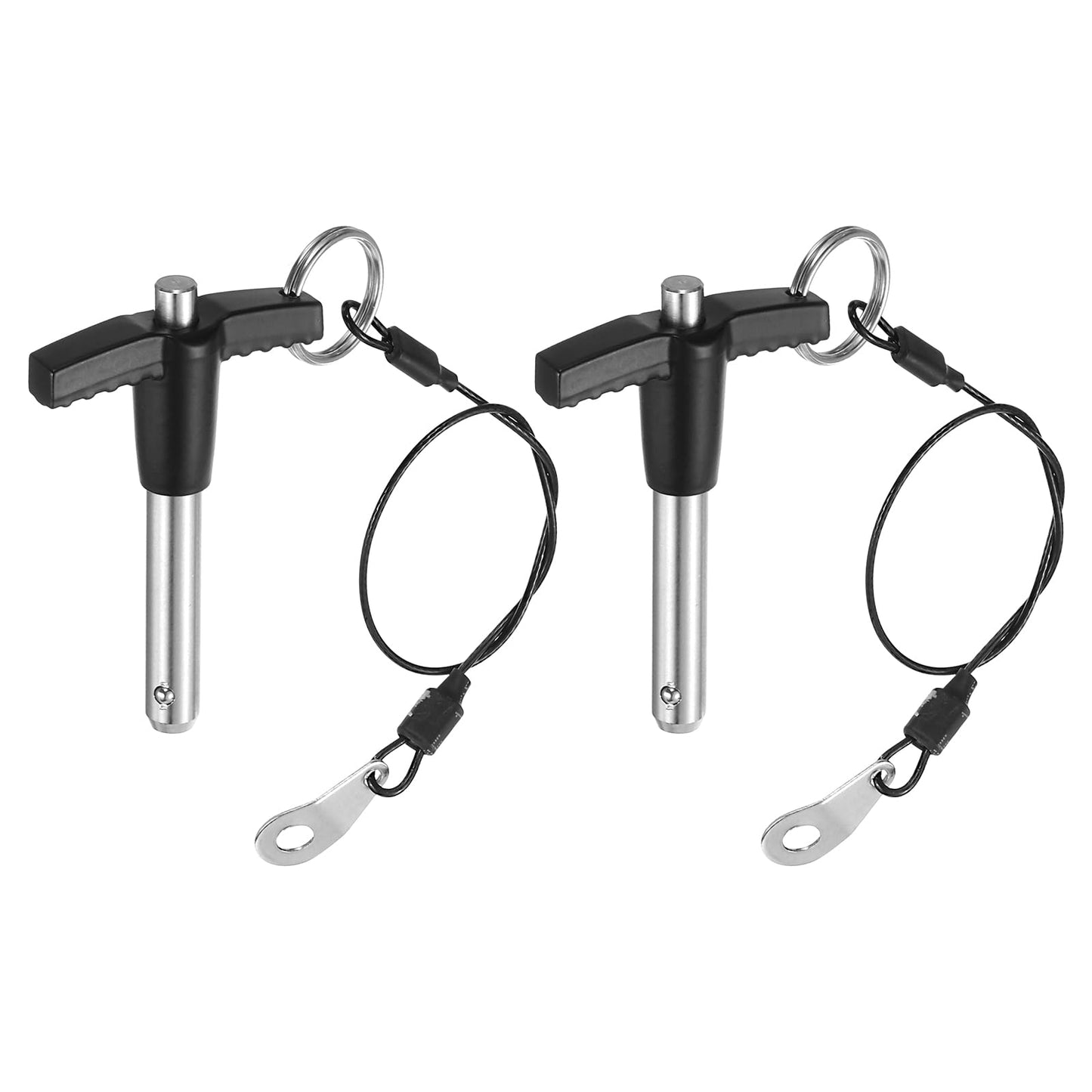 uxcell 2Pcs T Handle Lock Pins, 8mm x 30mm Usage Length Stainless Steel Push-Button Quick Release Pin