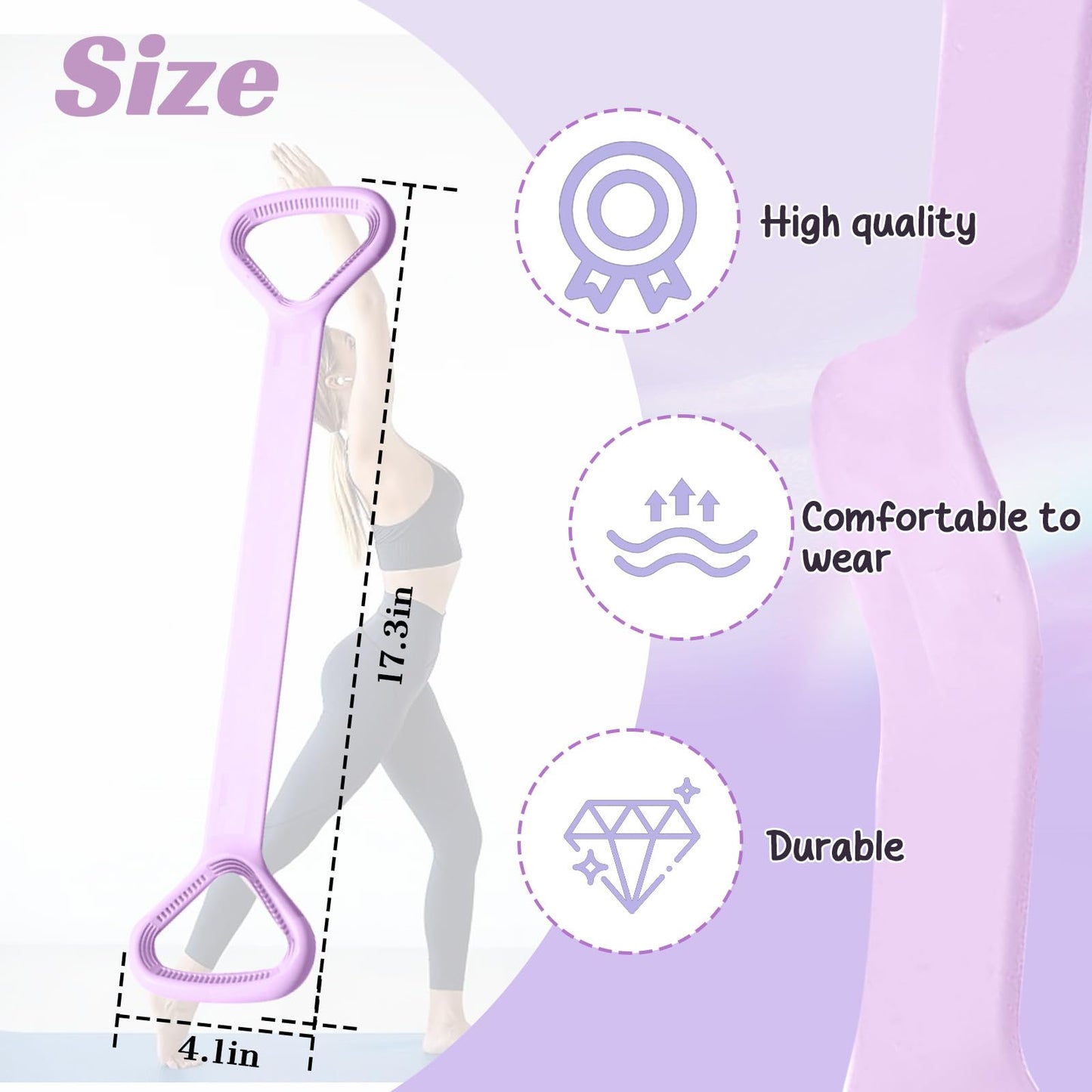 Resistance Band, Figure 8 Fitness Resistance Bands for Exercise Bands, Workout Bands Resistance for Women with Handles, Stretch Bands for Physical Therapy, Yoga, Pilates-Purple
