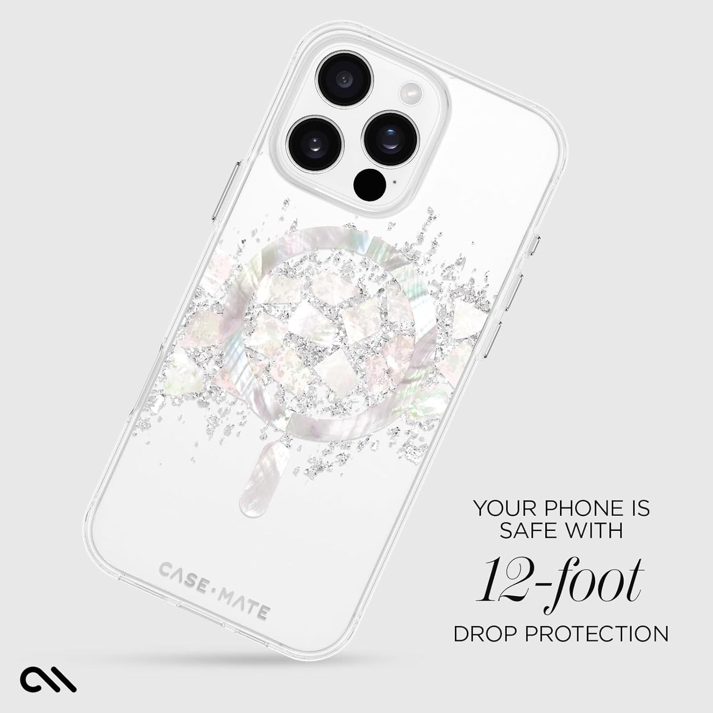 Case-Mate 16 12ft 16 iPhone Pro Max Case [Compatible with MagSafe] - Stylish Mother of Pearl Phone Case with Drop
