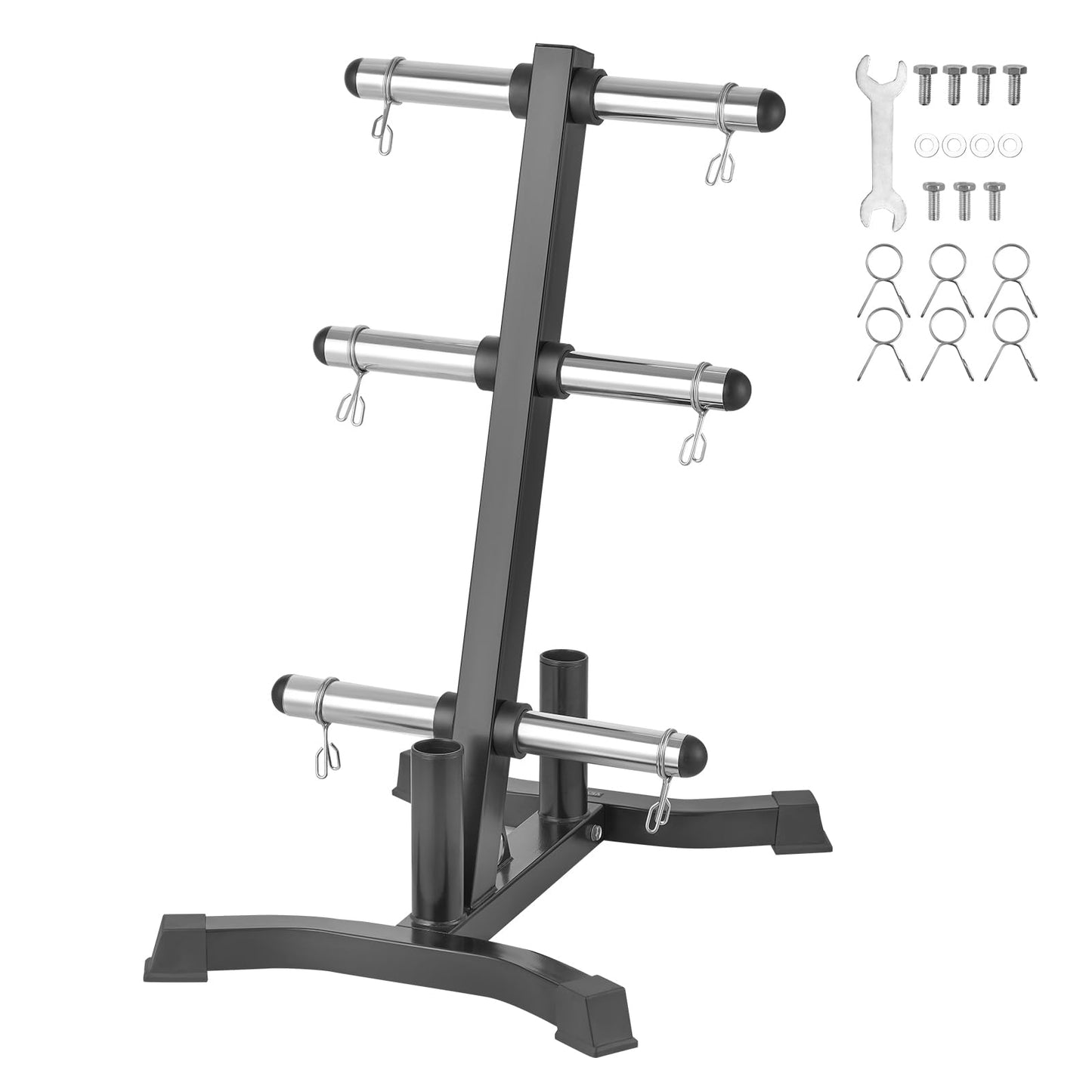 VEVOR Weight Plate Rack, L Frame Weight Plate Tree for 2-Inch Weight Plates, Standard Weight Plate Tree, 1000 lbs Load Capacity Weight Storage Holder, Home Gym Barbell Rack Storage Stand, Black