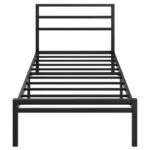 Lutown-Teen 12 Inch Twin Bed Frame with Headboard and Footboard, Classic Metal Platform Bed Frame Twin Size, No Box Spring Needed, Easy Assembly, Noise Free, Black