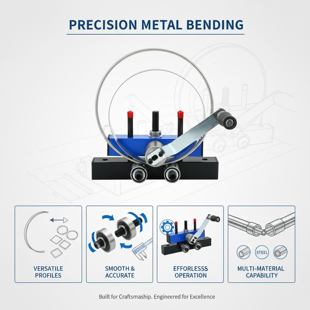 Manual Roller Bender For Steel Plate and Sheet Metal - Tube Bender, Rebar Bender, Fender Roller Tool, Screen Roller Tool, Rolling Machine - Ideal for Industrial, DIY, and Home Decoration Projects