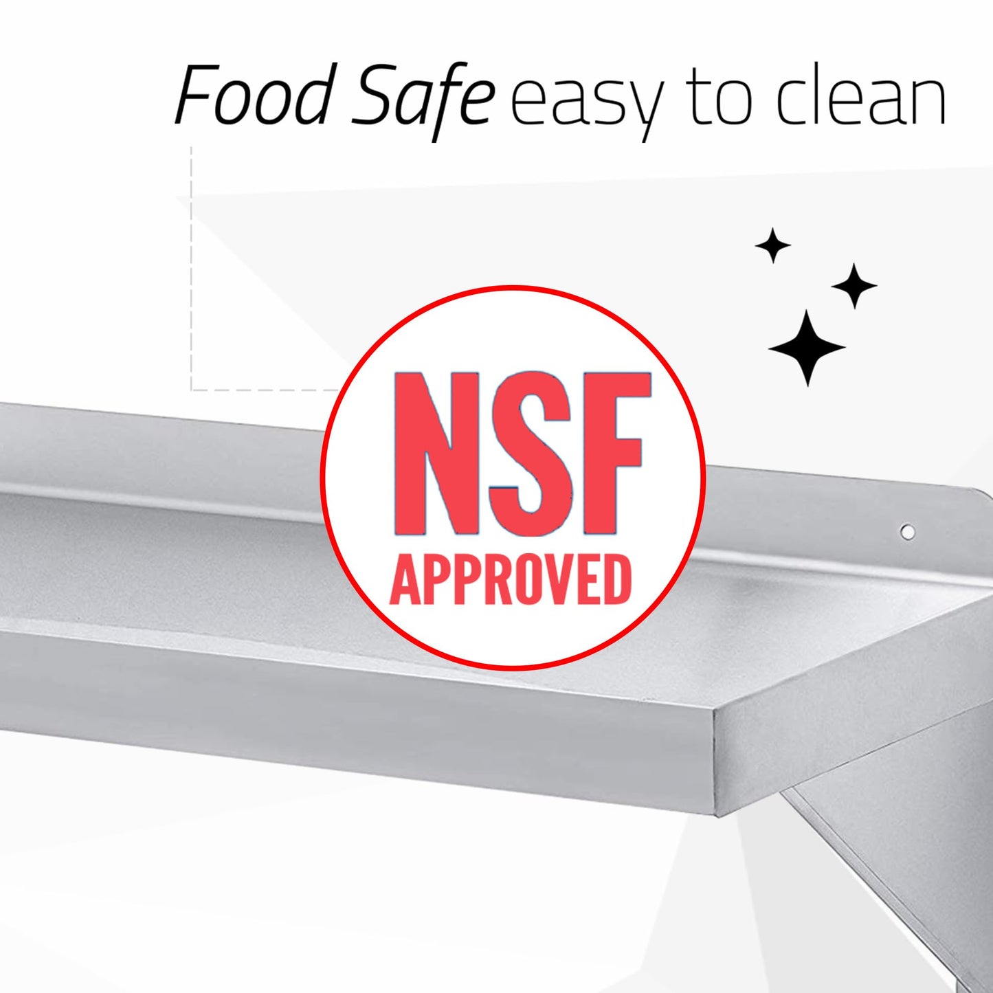 DuraSteel Heavy Duty Wall Mount Shelf - 36" Wide x 14" Deep Classic Stainless Steel Wall Floating Shelves - NSF Metal Storage Wall Shelves - For Commercial Kitchen, Laundry Room, Garage, Food Truck
