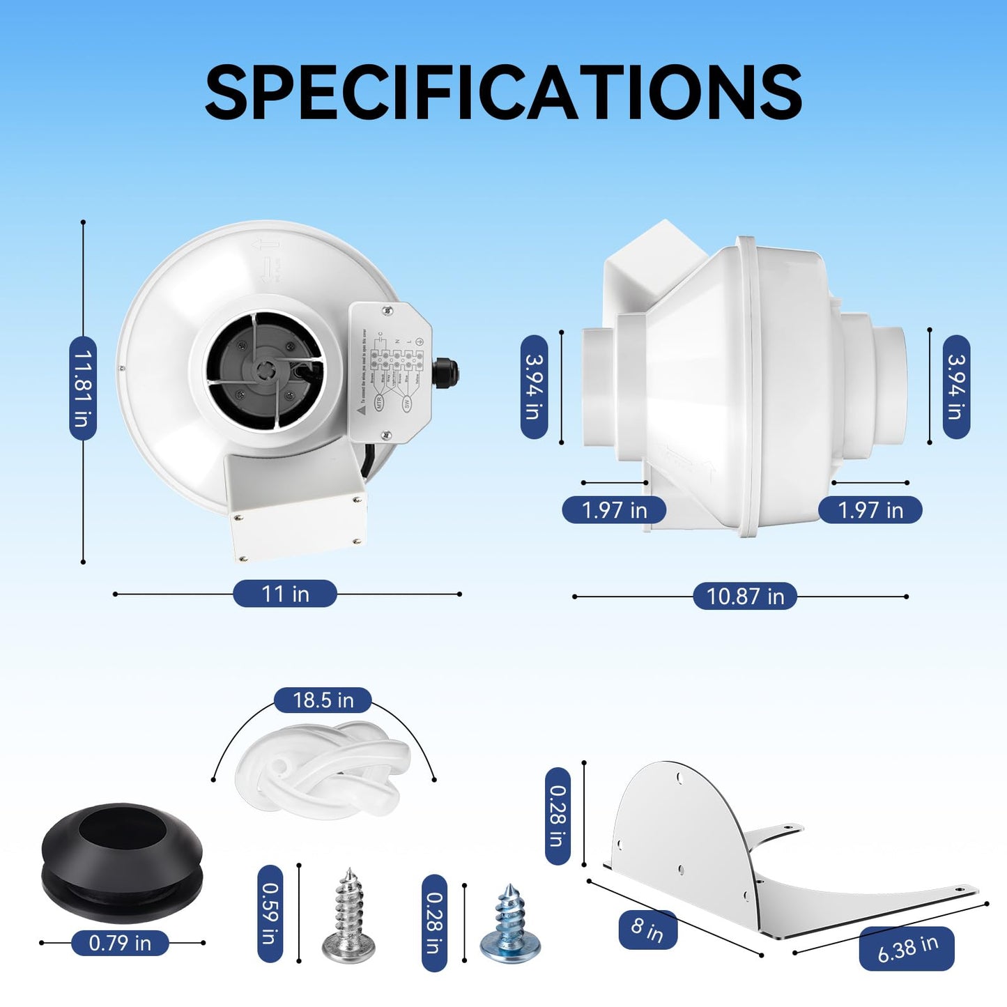 Dryer Booster Fan with Auto On/Off Pressure Sensor-4” DBF 110 Inline Dryer Vent Booster for Long Duct Runs for Indoor/Outdoor, Reduces Drying Time & Lint Buildup 167 CFM