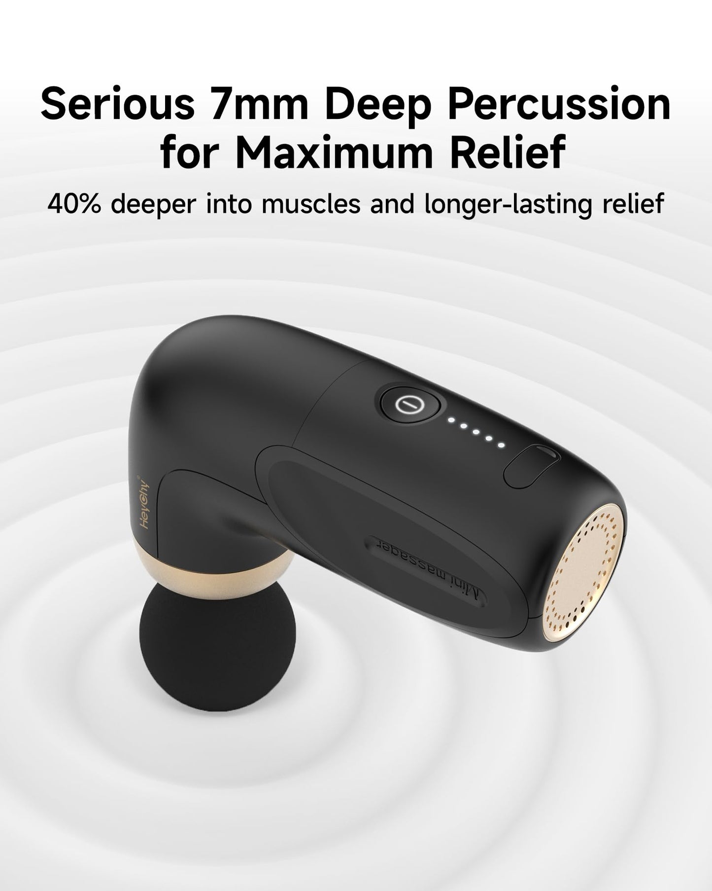 HEYCHY A1 Super Mini Massage Gun, Percussion Deep Tissues Muscle Massager, Travel Massage Gun, Compact Sports Massager, Portable Handheld Massager for Office, Home, Athletes(Black)