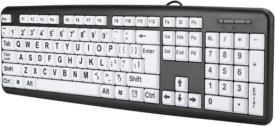 Kafuty-1 Large Print Computer Keyboard Wired Large Letter Key Keyboard USB Low Vision Keyboard with Oversized Print