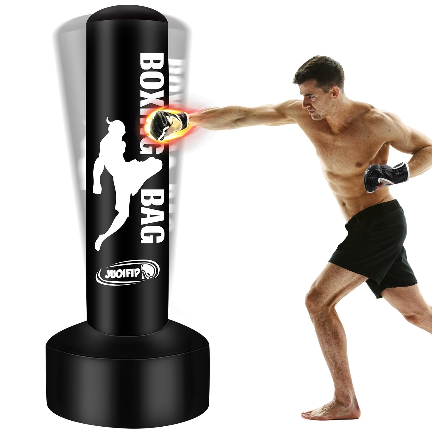 69'' Free Standing Punching Bag for Adults, Boxing Equipment Kicking Bag Inflatable Kick Boxing Bag with Stand for Training MMA Muay Thai Fitness