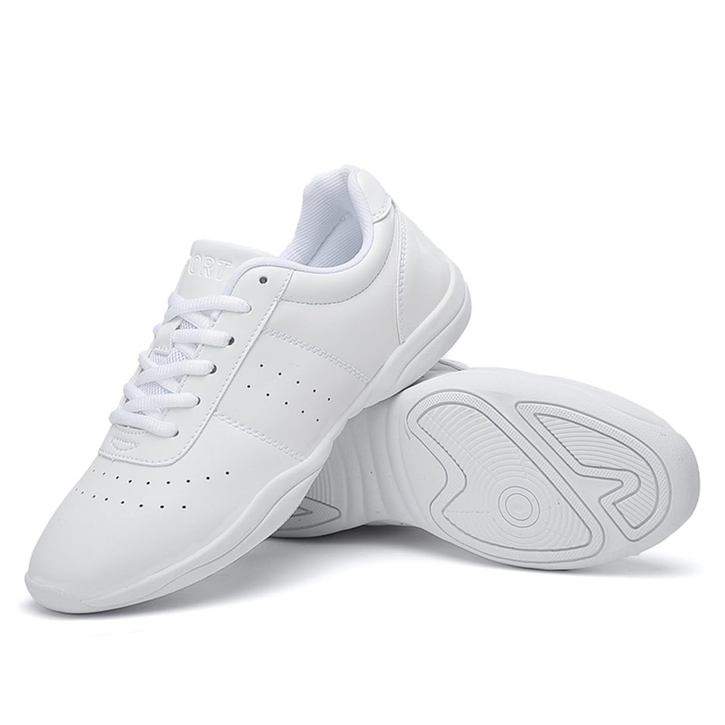 GlideMoves Cheer Shoes Girls Cheerleading Competition Sneakers Dancing Training Jumping Tumbling Aerobic Fitness Walking Tennis Women Size 7 Men 6 White 39