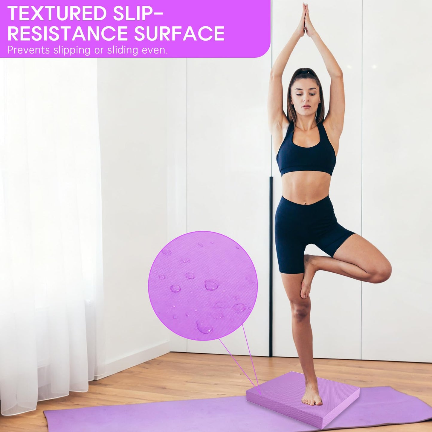 MBKHFLL Exercise Balance Pad，Balance Foam Mat for Physical Therapy Equipment & Strength Stability Training, Slip Resistant Foam Mat for Yoga, Pilates, Meditation，Gardening knee pads (Purple)