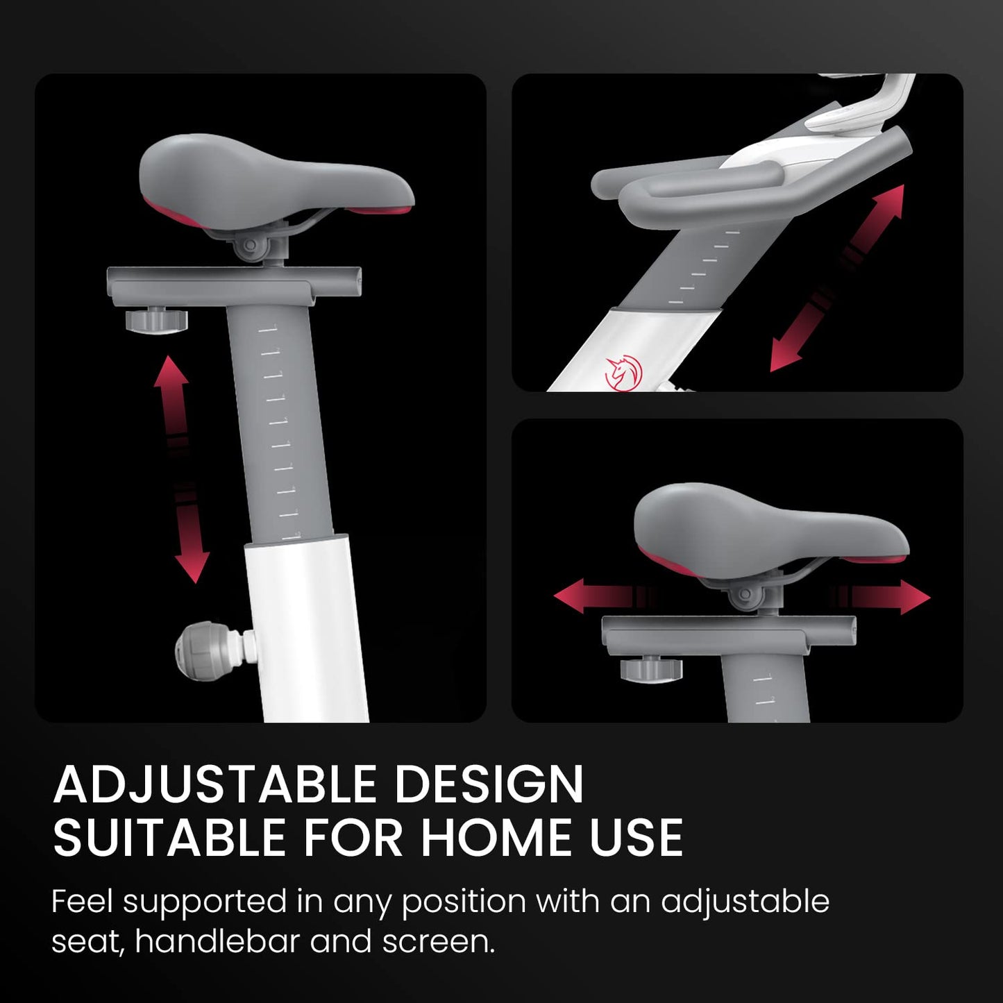 Yesoul S3 White Exercise Bike For Home Smart Black Cycling Bike Magnetic Resistance For Gym Electric Stationary Bike Bluetooth Heart Rate For Women Apartment Workout Bike For Fitness
