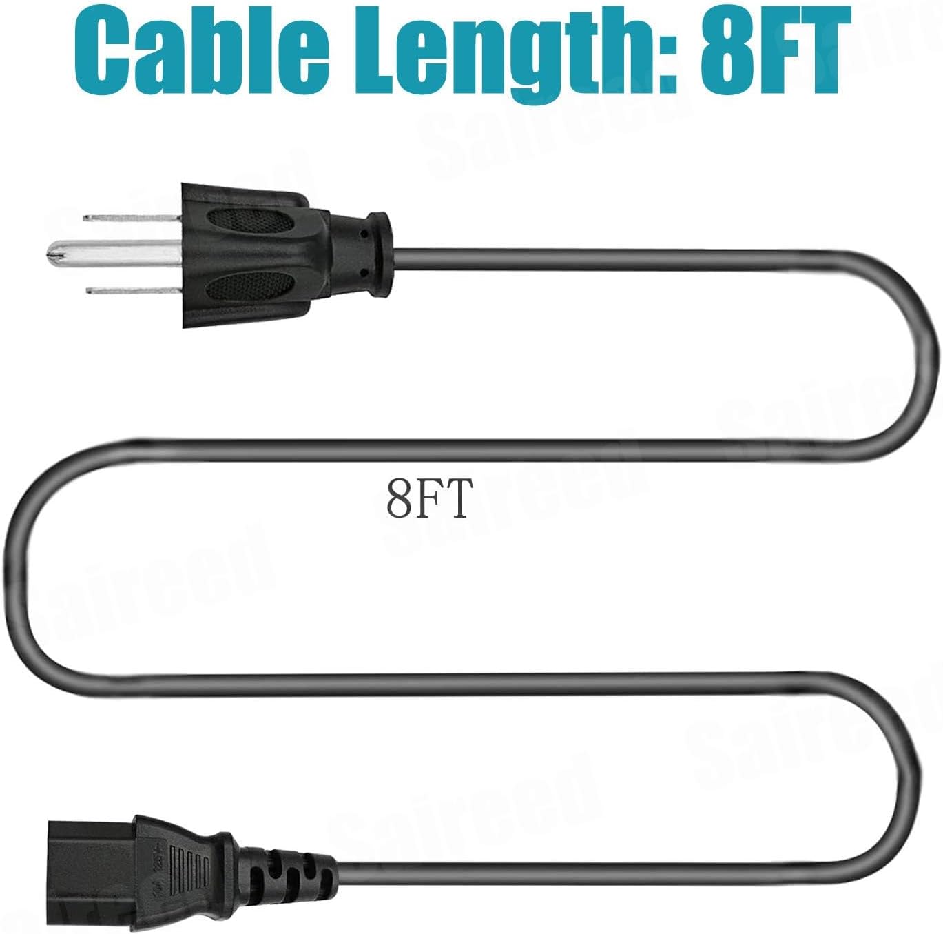 Saireed F2000 C1000 8ft Power Cable Replacement for Anker SOLIX Portable Power Station AC Cable