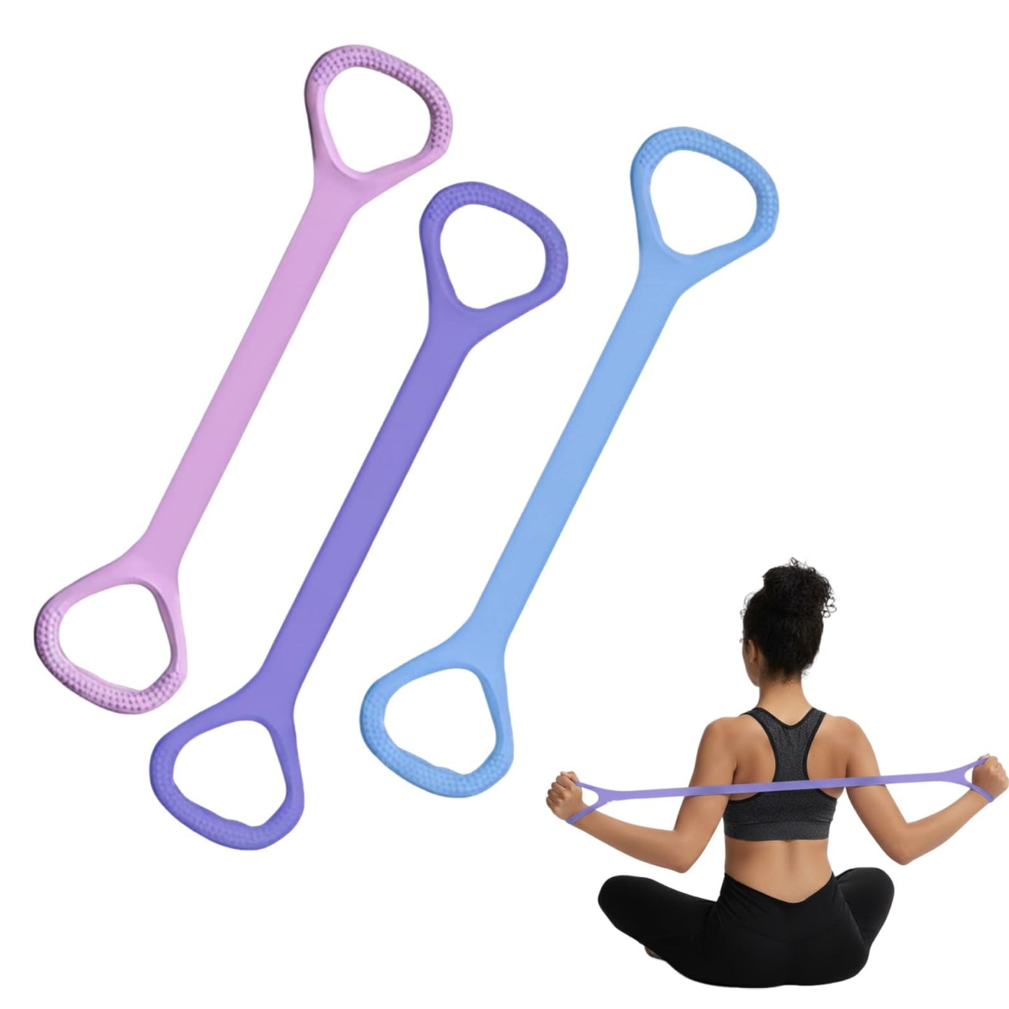 Figure 8 Fitness Resistance Band, Exercise Resistance Bands for Women, Resistance Bands with Handles for Arms, Back, Shoulders, Legs and HIPS Working Out (3Pcs)