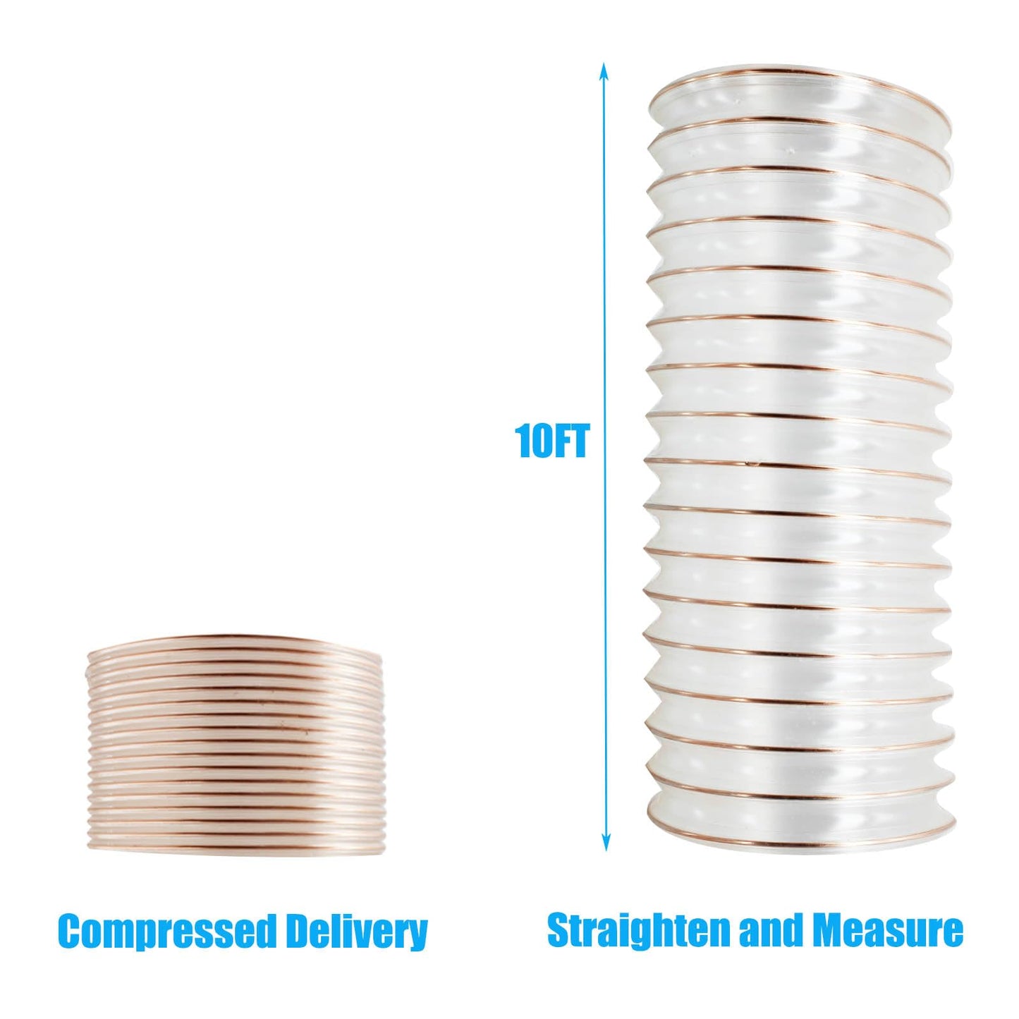 Baoxdparty 8 inch Thickened PU Dust Collection Hose 10 ft Leaf Vac Vacuum Hose Lawn Vacuum Hose PU Flexible Grass Catcher Bagger Fits Most Brands (Clear, 8"X10ft)