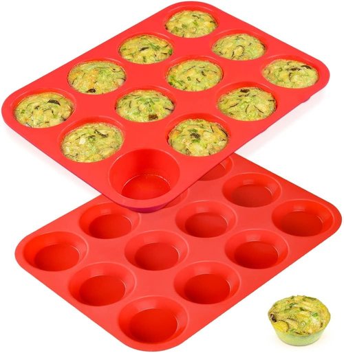 CAKETIME Silicone Muffin Pans - 12-Cup Nonstick Baking Mold for Perfect Cupcakes & Muffins