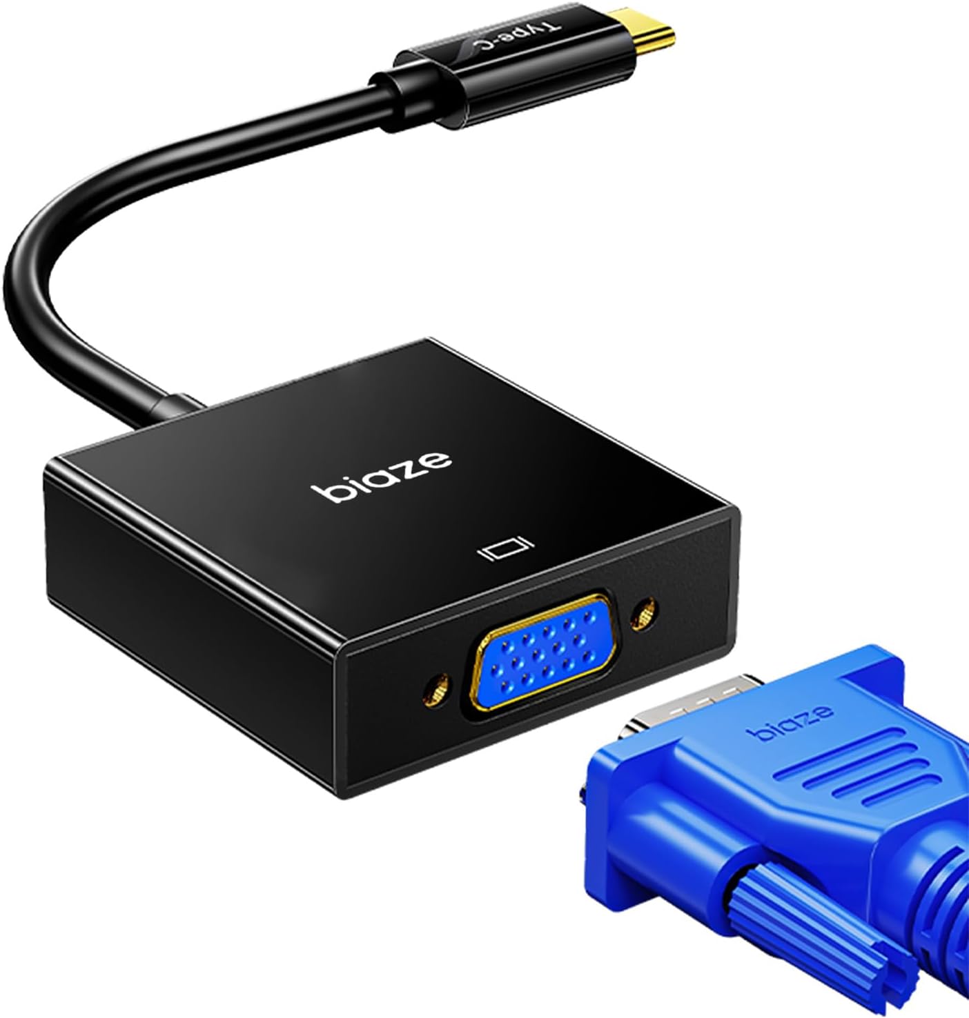 biaze 1080p@60Hz USB C to VGA Adapter, PlugandPlay Type C to VGA Converter for Phone, Laptops & PC Video Output