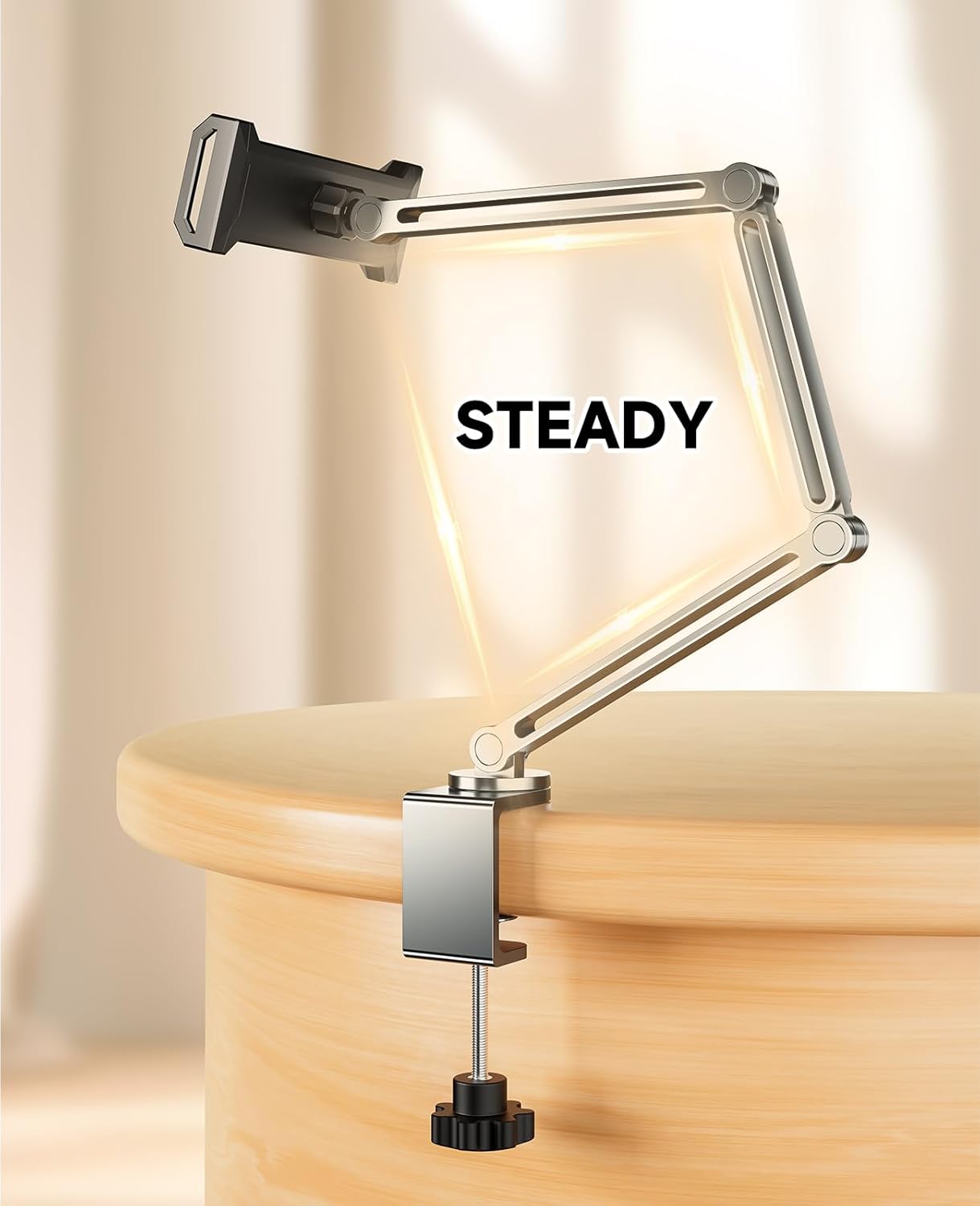 YICOSUN 360 Tablet Arm Mount with Super Grip, Adjustable Foldable Holder & Heavy Duty Aluminum Rotating Clamp for iPad