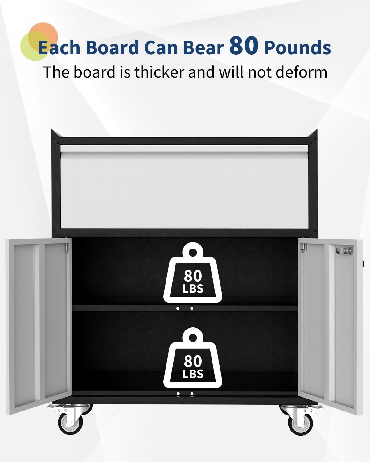 IDEALHOUSE Heavy Duty Rolling Tool Cabinet - Mobile Metal Storage with Lock, 4 Wheels & Adjustable Shelf for Garage Workshop Organization (Grey)
