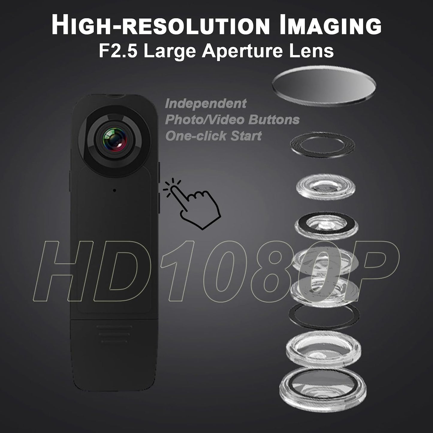 Ahheyie 1080P 64GB 4-6 Body Camera with Memory Card, Night Vision Camcorder HR Battery Life Wearable BodyCam