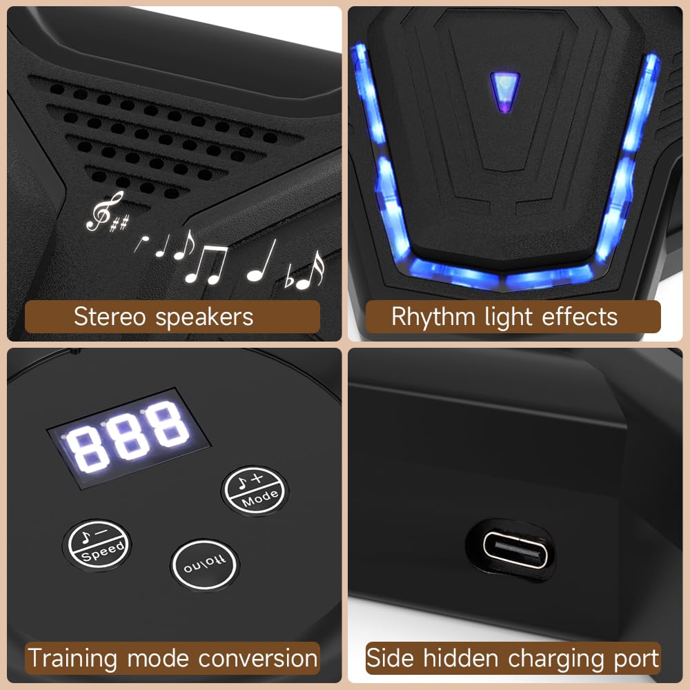 Bruce & Shark Music Boxing Game Machine, Rhythm LED Punching Pad for Home Workout Gym, Wall-Mount Punch Target for Kids & Adults, 9 Speeds
