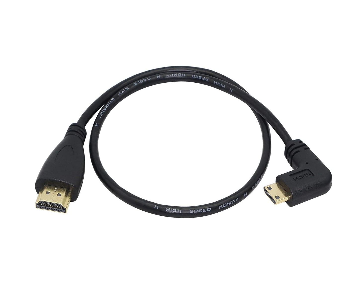 50cm 19.6inch CERRXIAN High Speed Gold Plated Mini HDMI Left Angle Male to HDMI Male Cable (Black) L