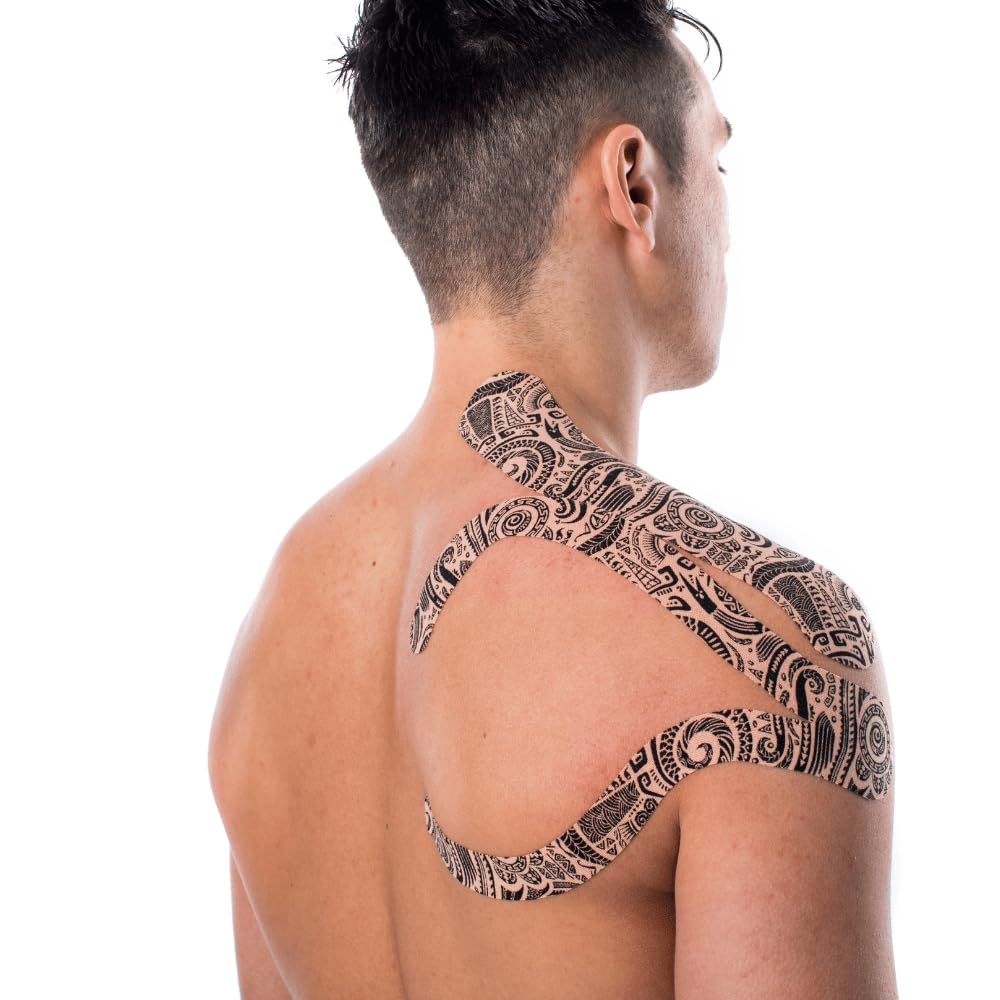 CureTape Art | Kinesiology Tape for Body Pain | Elastic Therapeutic | Waterproof Athletic | Long-Lasting Medical K (Tattoo)