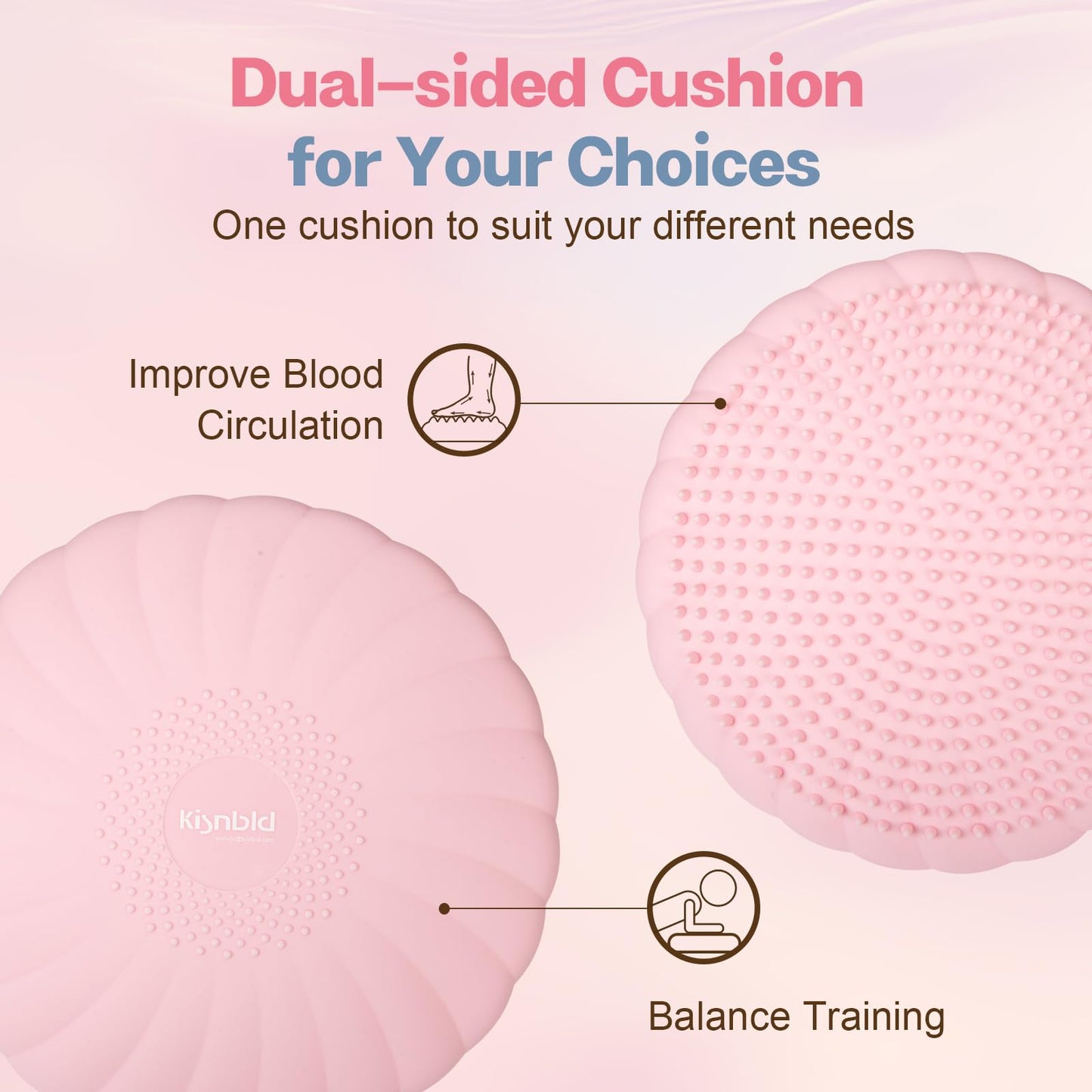 kisnbld Wobble Cushion, Extra Thick Wiggle Seat for Sensory Kids, Non-slip Balance Disc with Inflation Pump for Adults Core Strength, Posture Improvement & Physical Therapy (13.5in/34cm)